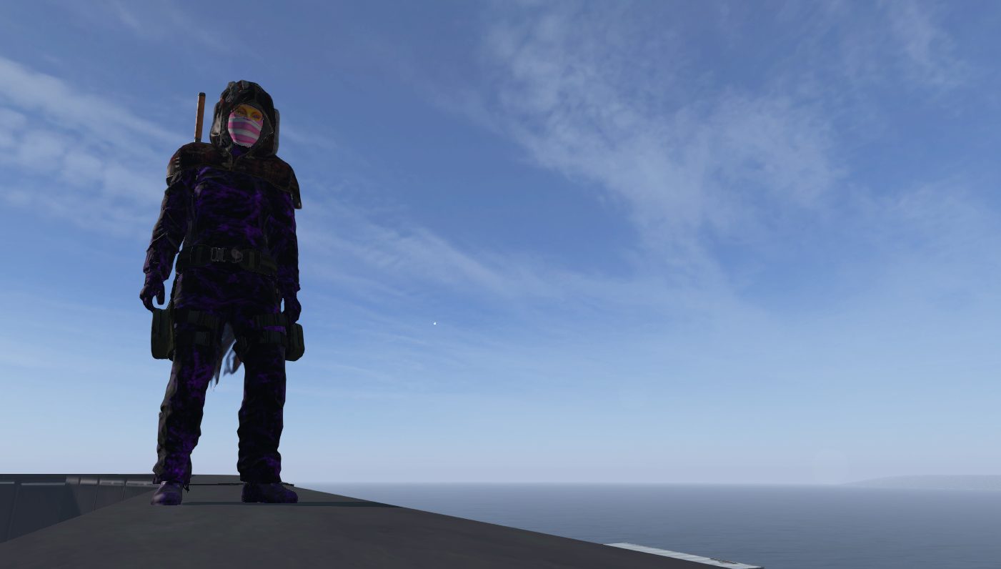 Survivant en tenue violette