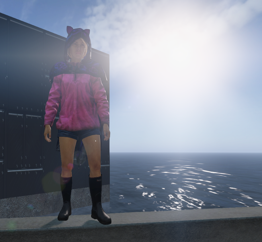 Survivante en tenue rose